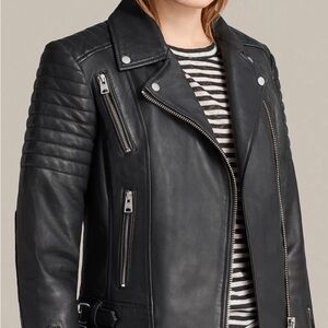 All Saints Black Leather Moto Jacket